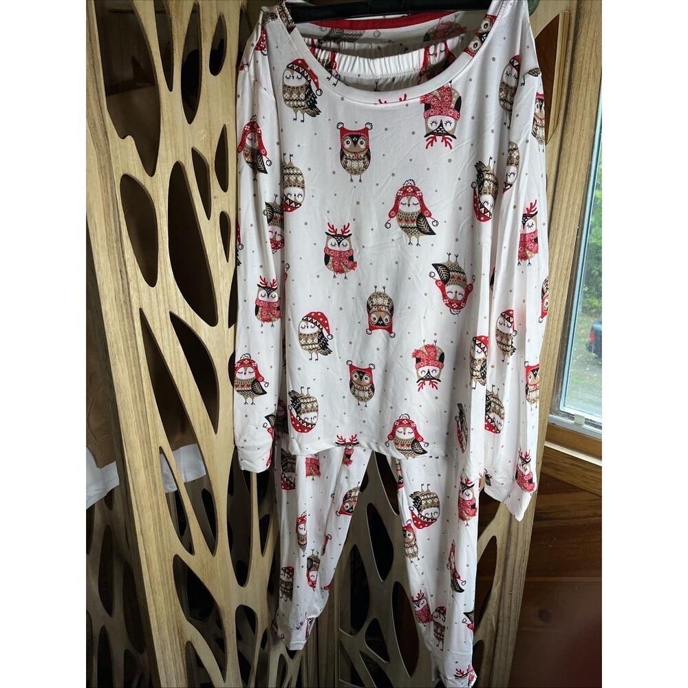 New Secret Treasures Womens Owl Holiday Jogger Pajama Set Relaxed Fit